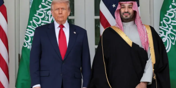 US President Donald Trump speaks during a meeting with Saudi Crown Prince and Prime Minister Mohammed bin Salman, in the Oval Office at the White House in Washington, D.C., US