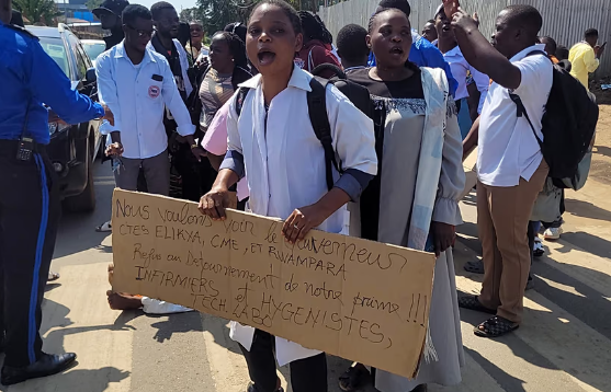 Frontline health workers protest over unpaid salaries and hazardous conditions amid the worsening Ebola outbreak in eastern Democratic Republic of Congo.