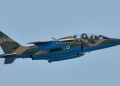 A Nigerian Air Force Alpha Jet is pictured during an aerial operation as the NAF carries out precision airstrikes targeting ISWAP fighters in the Sambisa Forest area of Borno State.