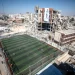 A football pitch amid the rubble in Gaza City