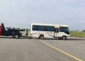 A scene from the runway blockage
