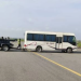 A scene from the runway blockage