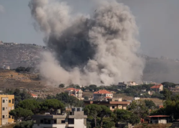 An Israeli Army air strike on Nabatieh, Lebanon