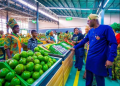 Lagos State Governor Babajide Sanwo-Olu inaugurates the Agege Fresh Food Hub in Lagos as part of efforts to strengthen food security and improve food distribution across the state.