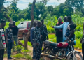 Kaduna police officers and local vigilantes during an operation that led to the rescue of three kidnapped victims