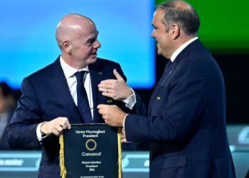 CONCACAF President Victor Montagliani and FIFA President Gianni Infantino during the 2026 FIFA Congress