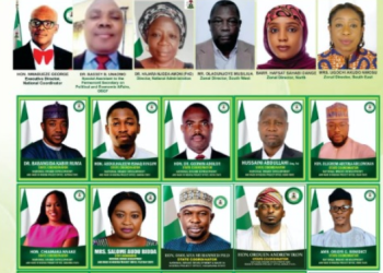 Organizational chart of the alleged National Brand Development and Made in Nigeria Project Office, showing its purported national coordinator, zonal directors, state coordinators and representatives.
