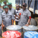 Nigeria Customs Service officers display seized items intercepted during anti-smuggling operations in Adamawa and Taraba states.