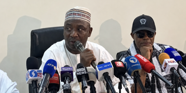 Ibrahim Gusau addressing journalists in Abuja
