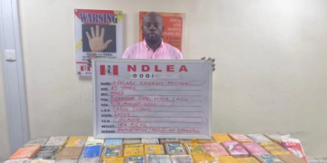Social media influencer and businessman Afolabi Kazeem Michael, popularly known as KC Luxury, is paraded by the NDLEA over alleged involvement in an international cocaine trafficking network.
