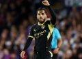 Manchester City's Rayan Cherki celebrates scoring their third goal