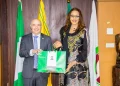 Outgoing Israeli Ambassador to Nigeria, Michael Freeman and Minister of Foreign Affairs, Amb. Bianca Odumegwu-Ojukwu
