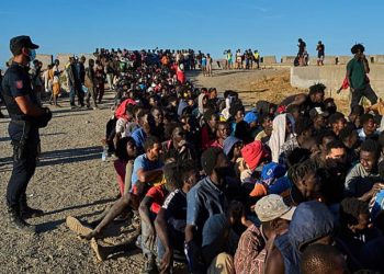 Migrants who crossed from Morocco to Spain.