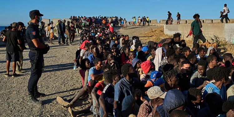 Migrants who crossed from Morocco to Spain.