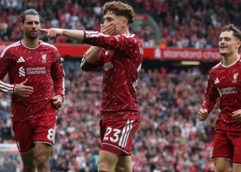 Munoz celebrates his first goal against Forest