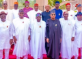 President Bola Tinubu in a group photograph with the APC governors after the meeting