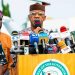 Governor Dapo Abiodun, with heads of security agencies, addressing the press after the rescue of Gateway Polytechnic students.