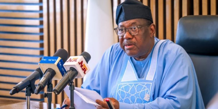 SGF, George Akume at the inaugirstion of the Presidential Committee on National Threat Assessment and Five-Year Strategic Defence Operations Plan, on behalf of President Bola Tinubu.