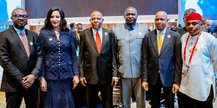 VP Kashim Shettima with other officials at the AU Summit in Angola