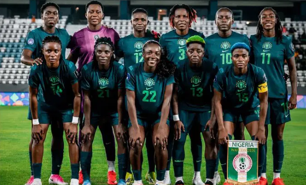 Nigeria’s Super Falcons pose for a team photo during their 2026 WAFCON campaign, following their 2-1 defeat to South Africa that ended their 2027 World Cup hopes.
