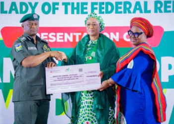 First Lady Senator Oluremi Tinubu presents financial support to widows of fallen military and security personnel during the Renewed Hope Initiative support programme in Abuja