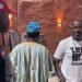 Nollywood actor and Lagos lawmaker Desmond Elliot is pictured on a movie set alongside Ibrahim Chatta, following his defeat in the APC primary election for the Surulere Constituency I seat.