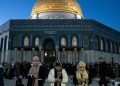 Worshippers gathered for prayers at the Dome of the Rock located in the Al-Aqsa compound in Jerusalem