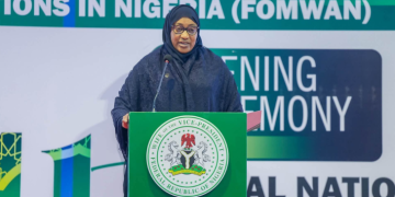 The First Lady represented by the wife of the Vice President Shettima, at the FOMWAM event