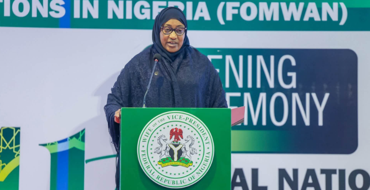 The First Lady represented by the wife of the Vice President Shettima, at the FOMWAM event
