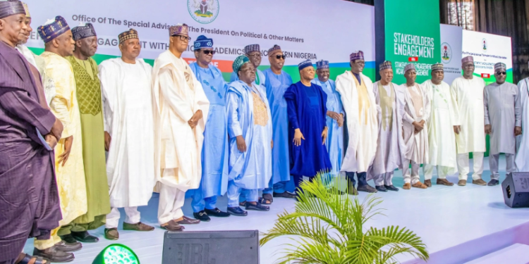 A cross section of All Progressives Congress leaders during the stakeholders’ engagement with senior academics in Northern Nigeria held in Kaduna State