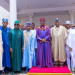 Oba of Benin, Ewuare II, poses with members of the APC Presidential Campaign Council during their visit to the Benin Palace ahead of the 2027 election.