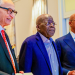 President Bola Tinubu, Ogun State Governor Dapo Abiodun and DP World Group CEO Yuvraj Narayan at the signing of the $7bn-plus MoUs for the Gateway Deep Sea Port and Blue Marine Special Economic Zone in Paris, France.