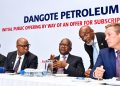 Aliko Dangote, President of Dangote Industries Limited, speaks during the formal launch of the Initial Public Offering of Dangote Petroleum Refinery and Petrochemicals at the Nigerian Exchange in Lagos.