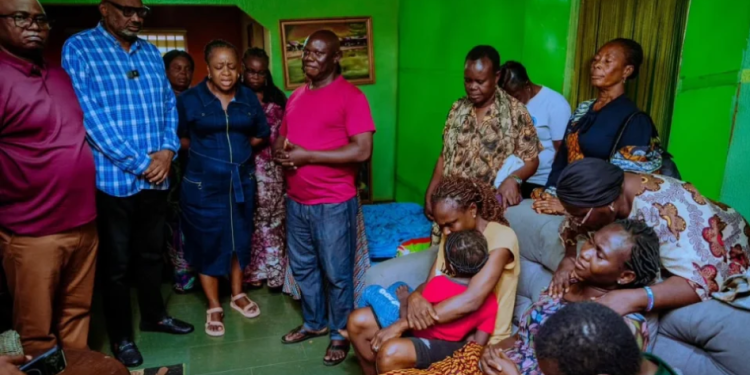 Secretary to the Delta State Government, Dr Kingsley Emu, leads a delegation of senior government officials on a condolence visit to the family of late Unity Ekpevbughe Adeda