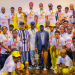 Edo State Governor Monday Okpebholo poses with members and officials of Edo Queens during a reception in Benin to celebrate the team’s NWFL and WAFU-B Champions League double triumph.