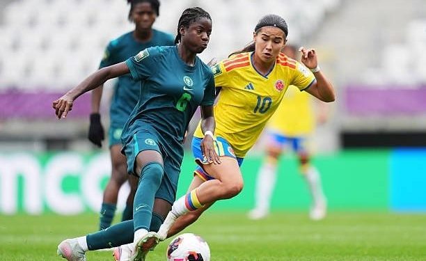 Nigeria’s Falconets battle Colombia in a tense quarter-final clash at the 2026 FIFA U-20 Women’s World Cup in Poland, where a late stoppage-time goal ends Nigeria’s campaign.