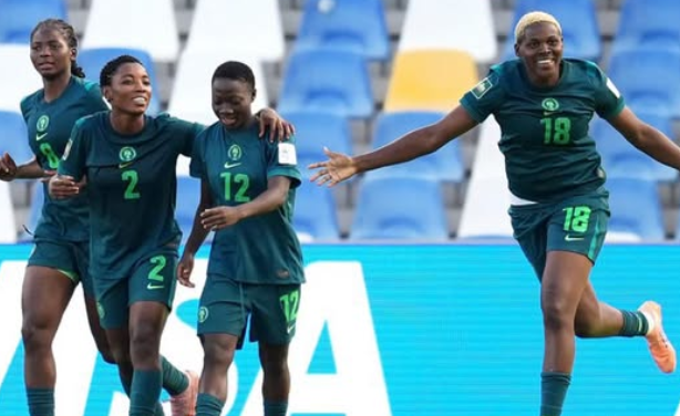 Nigeria’s Falconets celebrate their 3-0 victory over England as they advance to the quarter-finals of the 2026 FIFA U-20 Women’s World Cup in Poland.
