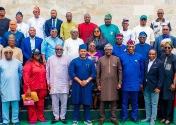 Sanwo-Olu with the 44 inaugurated chairmen