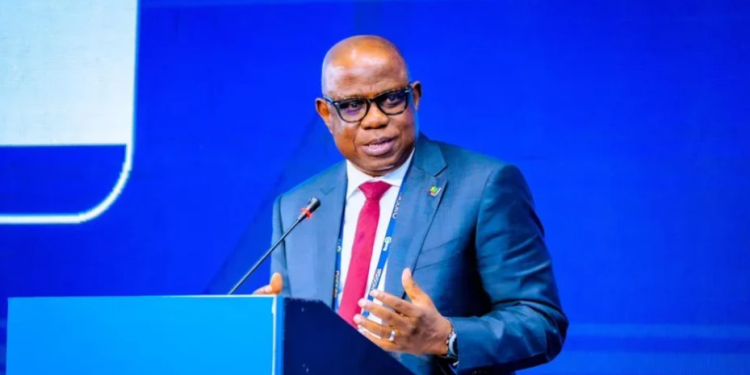 Bayo Ojulari, Group Chief Executive Officer of NNPC Ltd., speaks during a press briefing on the company’s 2025 audited financial statements in Abuja, where he discusses crude oil supplies to the Dangote Refinery under the naira-for-crude arrangement.