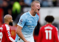 Haaland celebrates goal against Manchester United