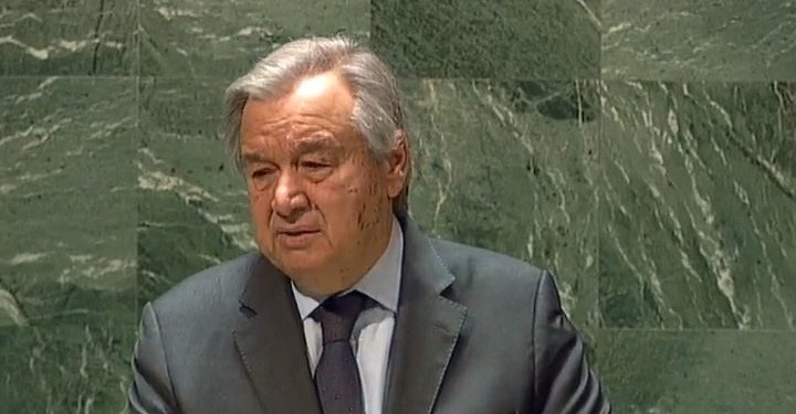 UN Secretary-General Antonio Guterres speaking during the 81st United Nations General Assembly
