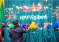 Inspector-General of Police Olatunji Disu unveils the Nigeria Police Force Vigilant App and NPF–MTN Closed User Group Network at the NPF Conference Centre in Jabi, Abuja.