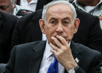 Israeli Prime Minister Benjamin Netanyahu attends a ceremony commemorating Israel’s Remembrance Day for fallen soldiers