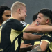 Manchester players celebrate goal