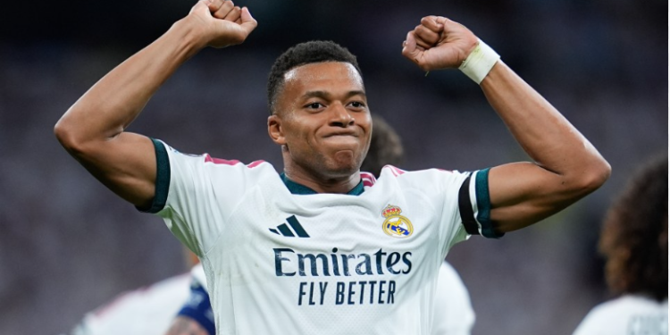 Mbappe celebrates first goal in the champions league opener for Real Madrid 2026/2027 season