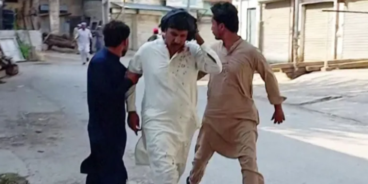 Survivors of a bomb attack at a mosque in Pakistan’s northwestern Khyber Pakhtunkhwa province.