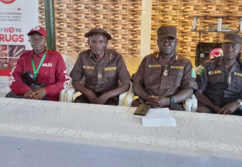 Officials of the Nigerian Correctional Service and the National Drug Law Enforcement Agency during the third edition of the Inmates Debate Competition at the Medium Security Custodial Centre, Agodi, Ibadan, Oyo State, themed “Drug Abuse is a Major Contributor to Criminal Behaviour.”