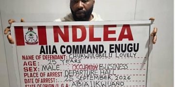 Newlywed businessman Lovely Chukwulobelu, arrested by NDLEA at Enugu airport for allegedly ingesting 72 wraps of cocaine while travelling to Portugal.