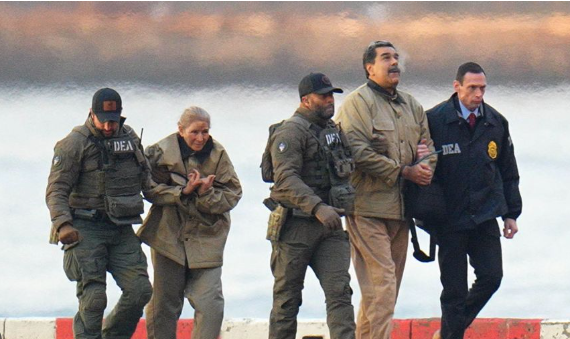 Former Venezuelan President Nicolás Maduro and his wife, Cilia Flores detained by U.S. forces during a January 2026 military and intelligence operation in Caracas.