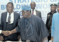 Prof. Adam Sanu; Prof. Salami, Prof. Amupitan and National Commissioner, Prof. Kunle Ajayi, during the workshop in Lagos